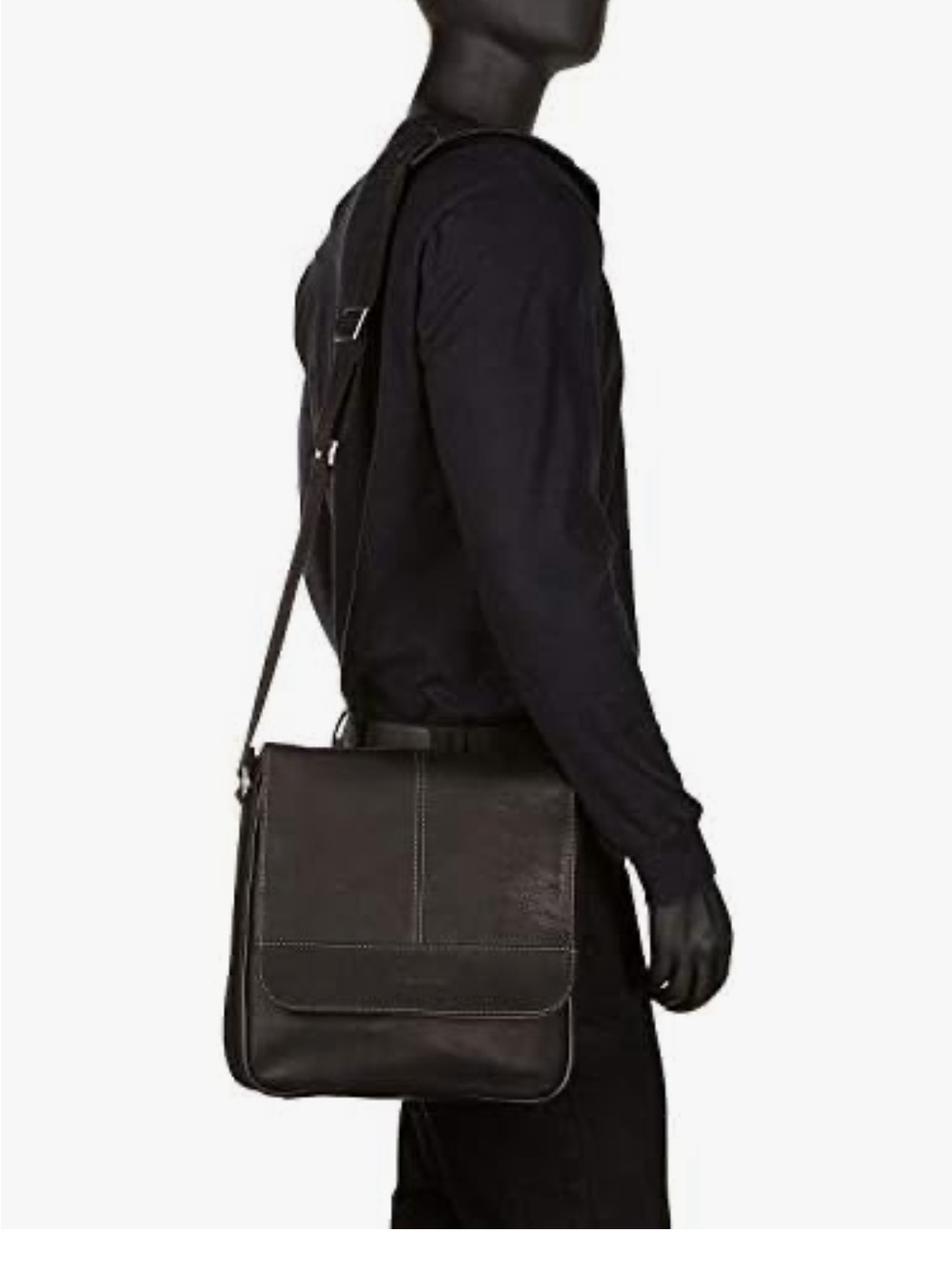 Kenneth Cole Reaction Black Leather Messenger Bag 11”X11” - Picture 9 of 16